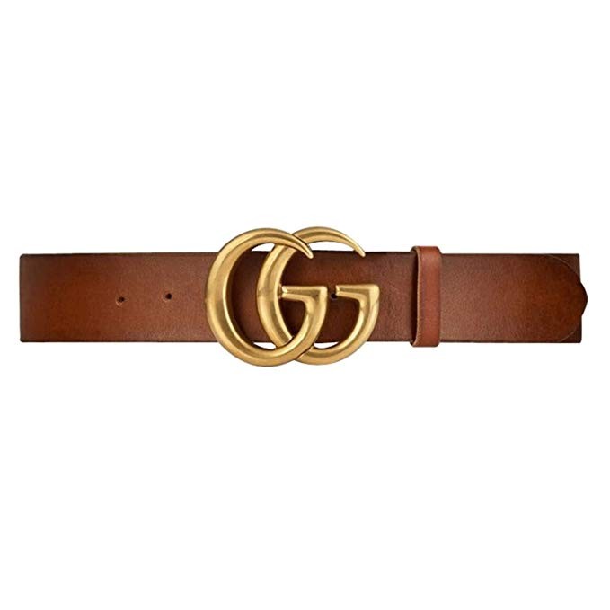 GG Replica Belt for Women Gold Buckle Brown Leather | Amazon (US)