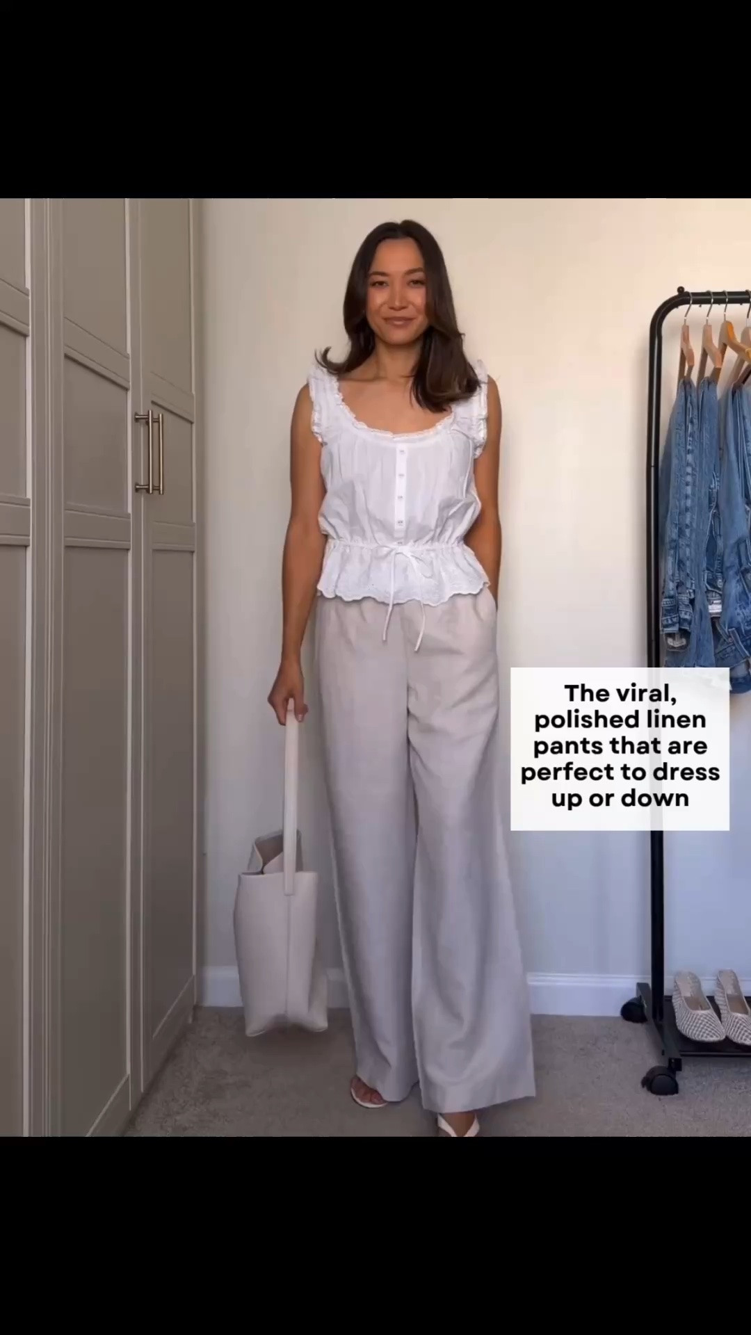simple & elevated summer outfits you can recreate 

Target poplin top - xs 
Aritzia linen lodge pants - xs 
Quince tote 
Heeled sandals

#LTKSaleAlert #LTKootd