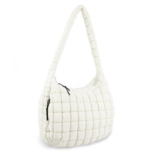 Quilted Puffer Tote Bag Puffy Crossbody Shoulder Bag with Zipper, Nylon Hobo Handbag Travel Carry... | Amazon (US)