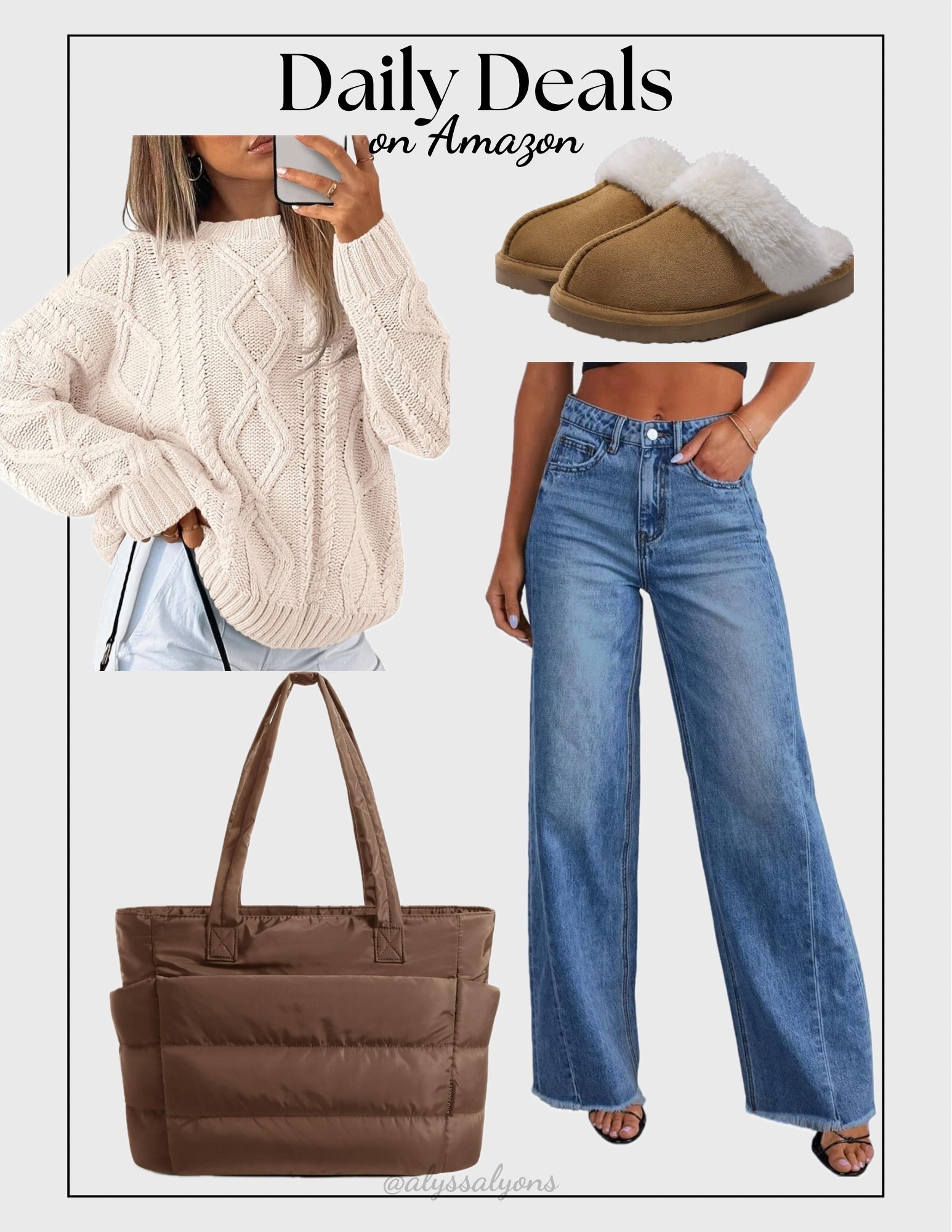 Daily deals on Amazon 🤎

Outfit inspo | trending | cozy sweater | tons of colors | slippers | puffy tote bag | denim | women’s jeans | on sale | winter outfit | mom style | 

#LTKFindsUnder50 #LTKootd #LTKSaleAlert