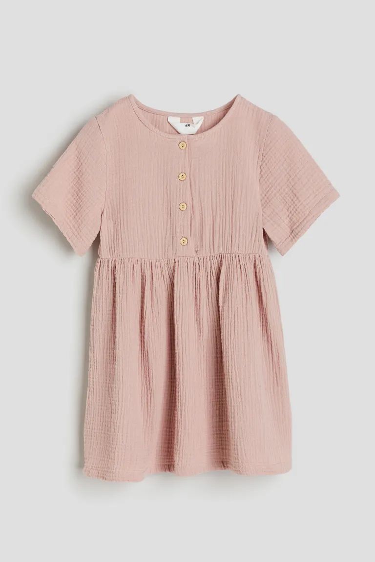 Short-sleeved Dress - Light dusty pink - Kids | H&M US | H&M (US + CA)