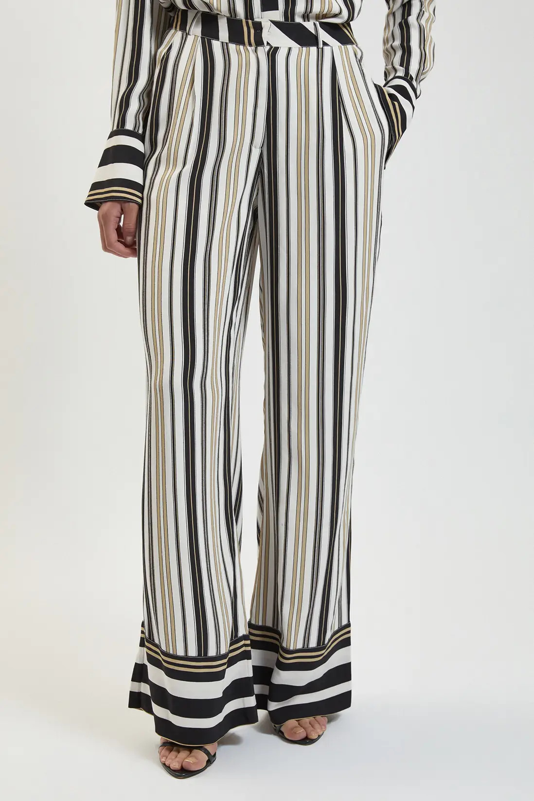 Multi Petite Contrast Stripe Viscose Co Ord Trouser | Karen Millen | Karen Millen