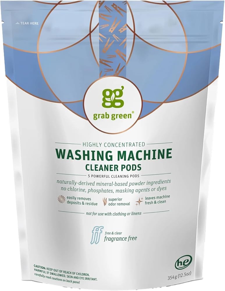 Grab Green Washing Machine Cleaner, 5 Count, Fragrance Free, Mineral Based Removes Deposits and O... | Amazon (US)