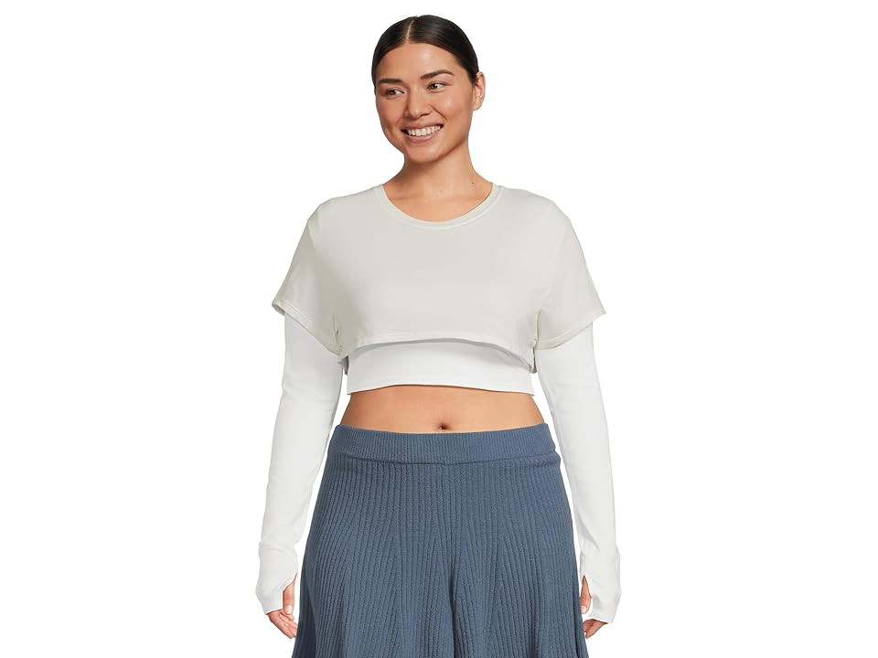 FP Movement Double Double Layer Women's Workout White : SM (Women's 4-6), Cotton/Elastane | Zappos