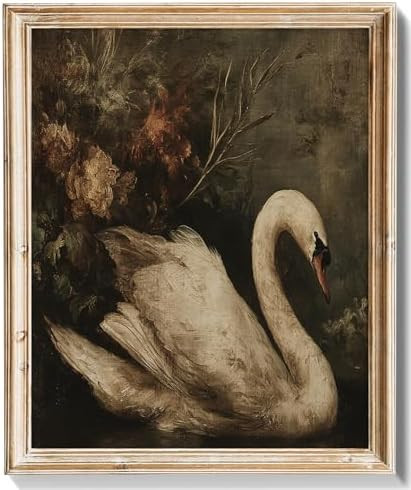 RETRART Vintage Swan Wall Art Print Swan Pictures Wall Decor Rustic Dark Academia Still Life Deco... | Amazon (US)