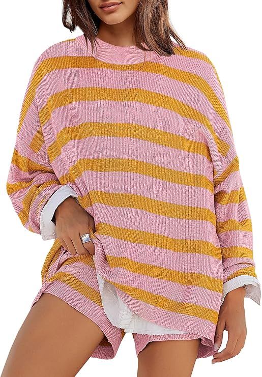 Panadila Womens Striped Sweater Set Oversized Lounge Sets Matching Pajamas Long Sleeve Sweater To... | Amazon (US)