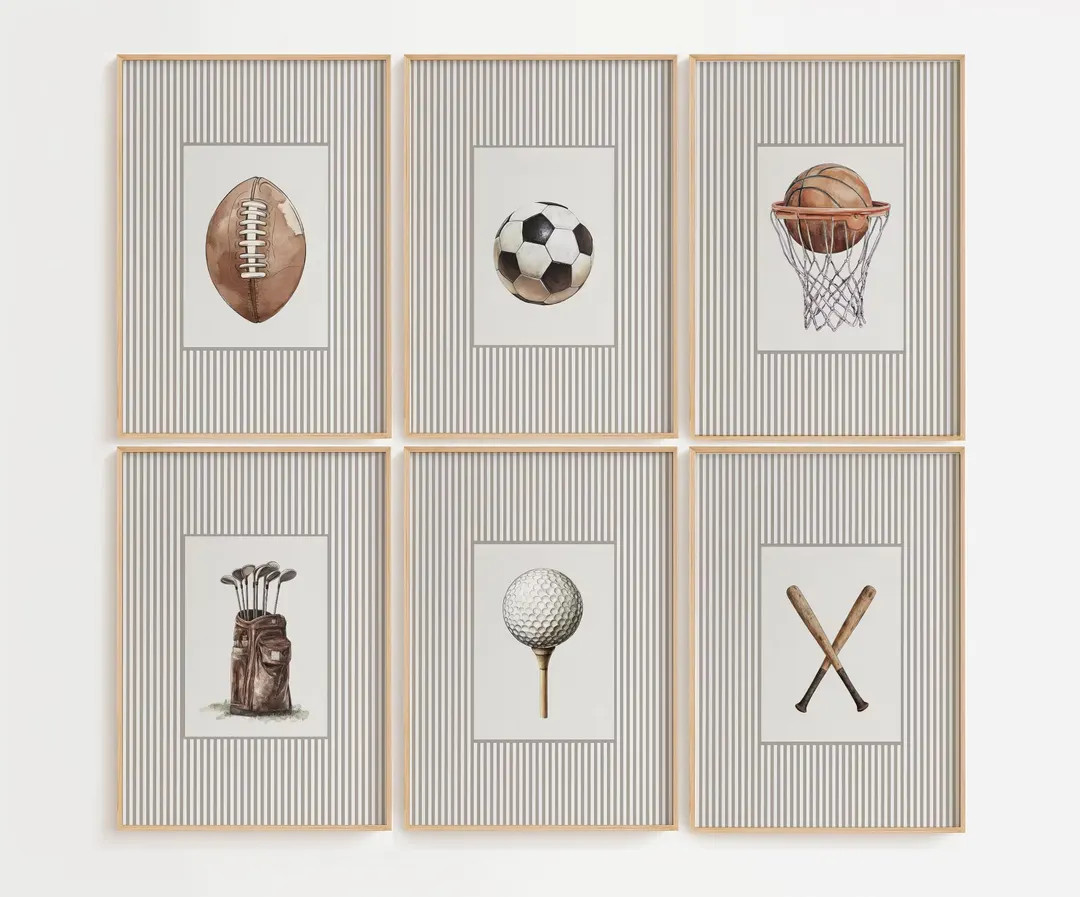 Scandinavian Sports Nursery Art Prints, Neutral Watercolor (Digital Download) | Etsy (US)