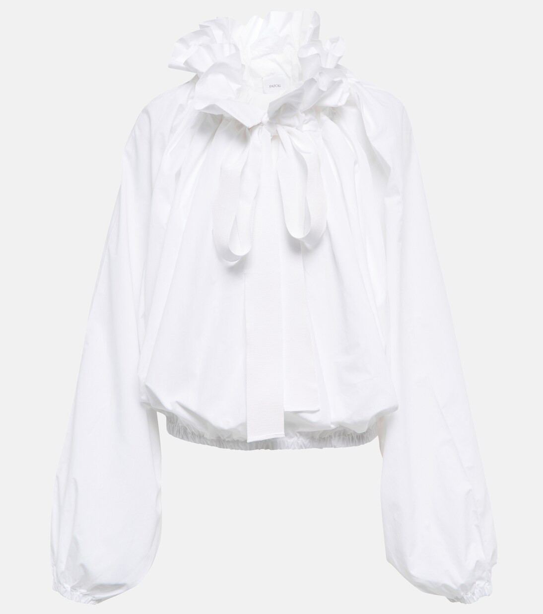 Ruffled tie-neck cotton blouse | Mytheresa (UK)
