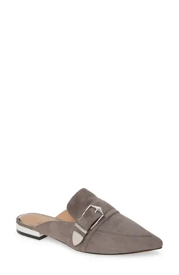 Linea Paolo Ace Buckle Pointed Toe Mule in Stone Suede at Nordstrom Rack, Size 6 | Nordstrom Rack