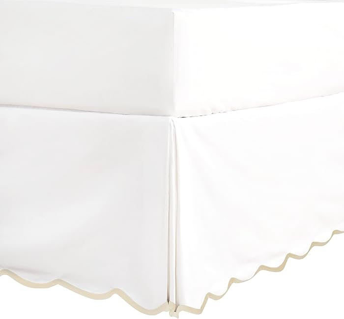 HIG Off White Chic Queen Bed Skirt - Easy Fit Scallop Edge Pleated Bedskirts, 14 Inch Drop Anti-S... | Amazon (US)