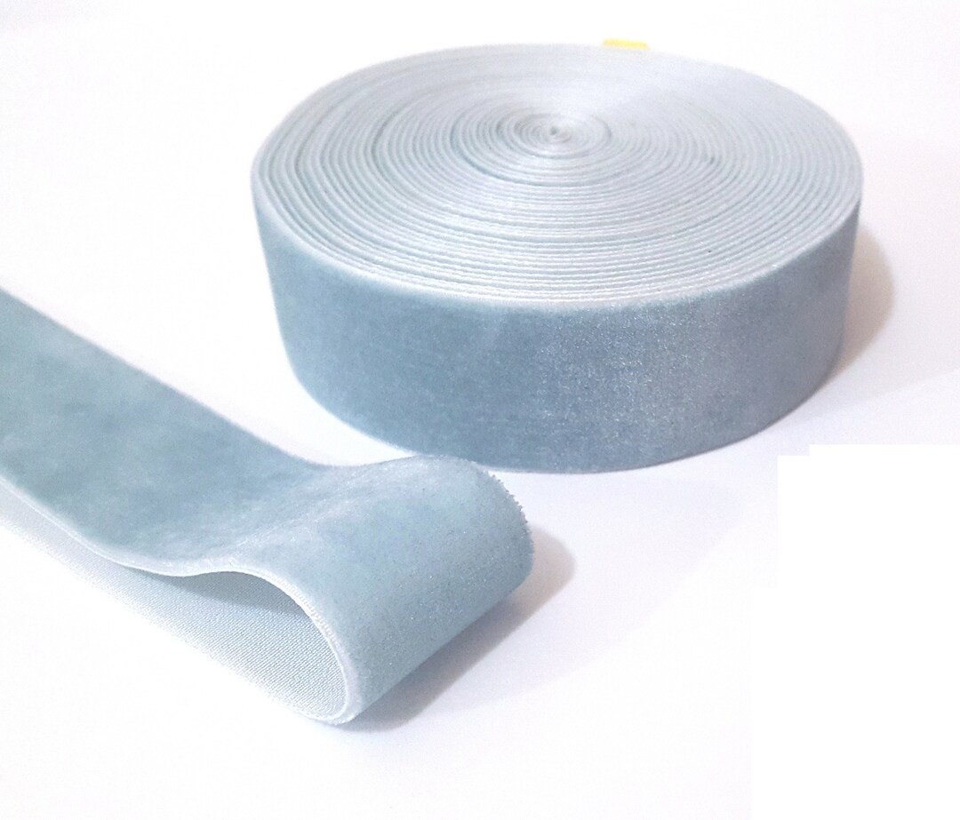 1-1/2 inch / 38mm wide -   4 yds - 25 yds Soft Hand feel Grayish Blue Dusty Blue Velvet Ribbon Cr... | Etsy (US)