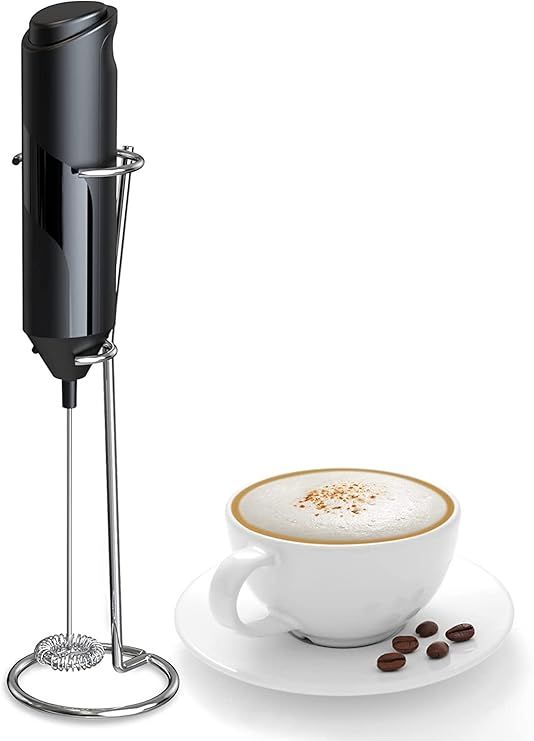 COKUNST Electric Milk Frother Handheld with Stainless Steel Stand Battery Powered Foam Maker, Whi... | Amazon (US)