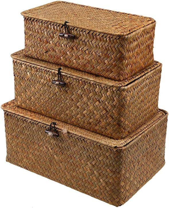 BESPORTBLE Seagrass Basket Storage Basket with Lid Multipurpose Container for Home Organization -... | Amazon (CA)