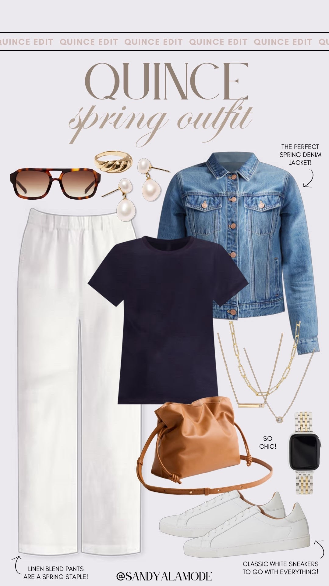 Cute spring outfit idea. Quince new arrivals. Spring style. Quince spring style. Quince linen blend pants. Quince denim jacket. Trendy spring style. Early spring outfit idea. 

#LTKSeasonal #LTKgrwm #LTKootd