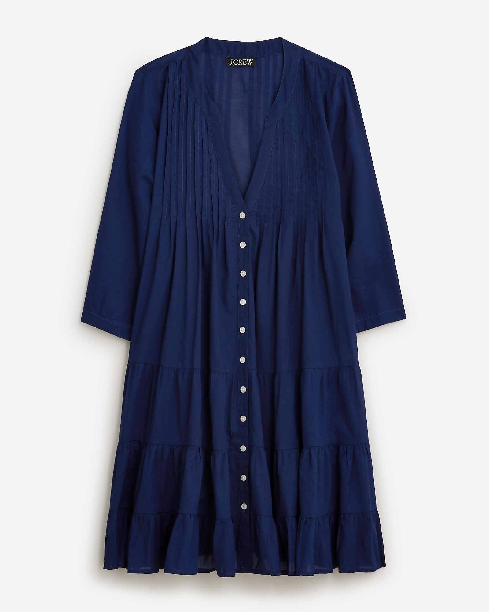 Button-front tiered cover-up dress in cotton voile | J. Crew US