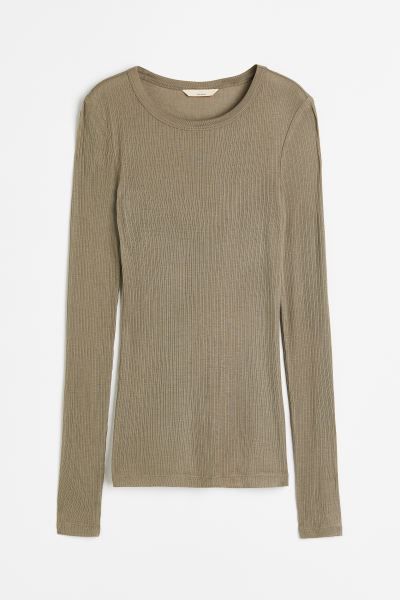 Ribbed silk-blend top | H&M (UK, MY, IN, SG, PH, TW, HK)