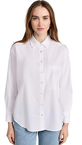 AYR Women's The Deep End Button Down Shirt, White, XL | Amazon (US)