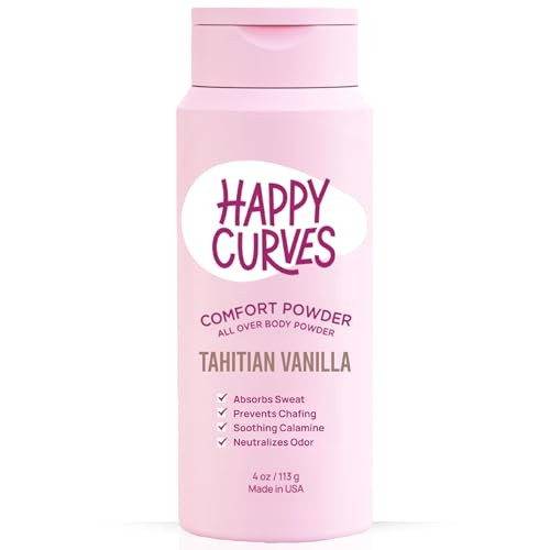 HAPPY CURVES Comfort Powder: Talc Free Anti Chafe Body & Foot Dusting Powder Deodorant for Inner ... | Amazon (US)