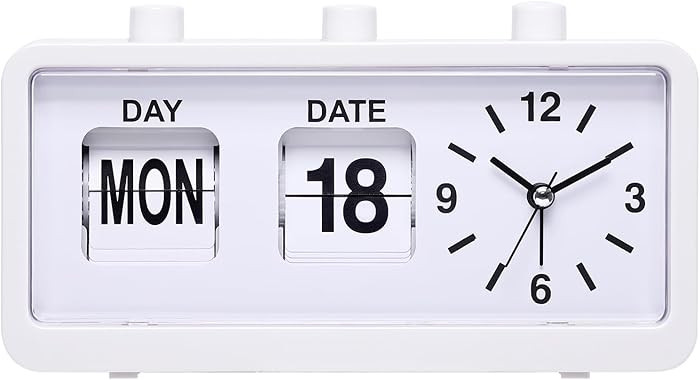 Fashionable Office Study Room Children's Desk Alarm Clock, Manual Calendar Clock - White | Amazon (US)