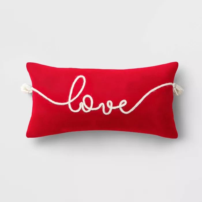 Holiday Oversized Love Lumbar Throw Pillow Red/White - Threshold™ | Target