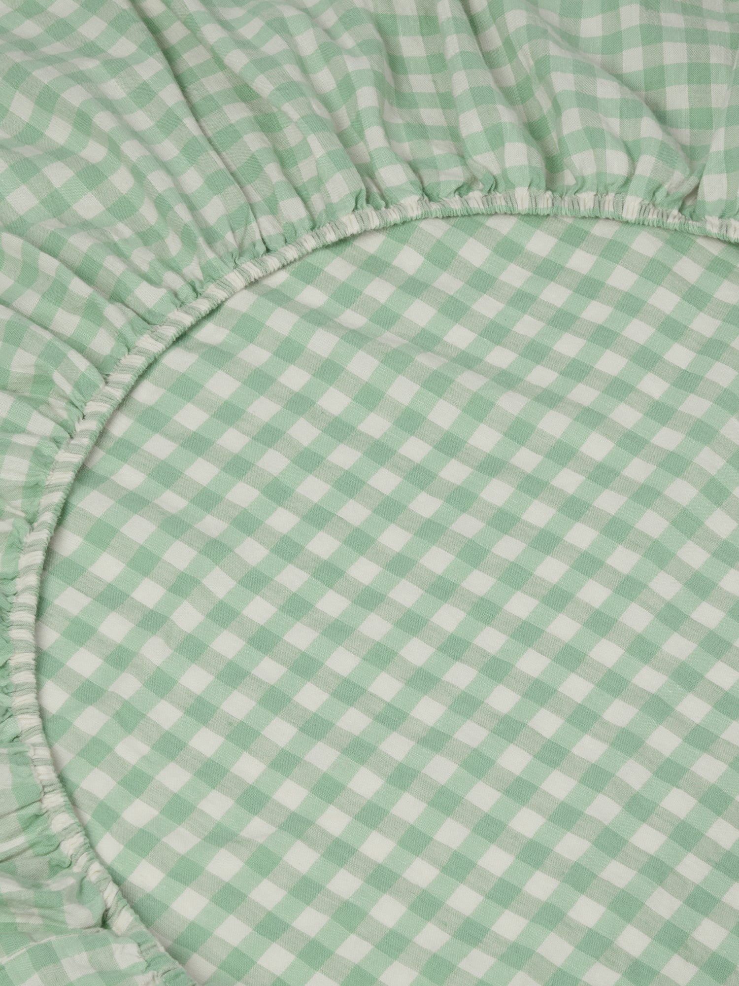 Sage Green Gingham Linen Blend Fitted Sheet | Piglet