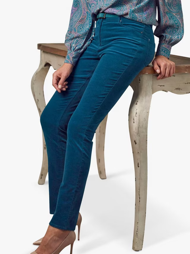 Pure CollectionWashed Velvet Jeans, Teal | John Lewis (UK)