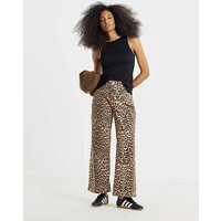 Leopard Print Denim Wide Leg Jeans | Simply Be (UK)