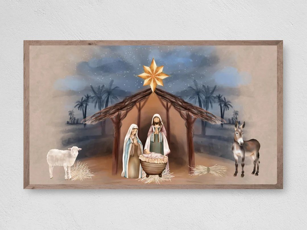 Samsung Frame TV Art Nativity, Away in a Manger, Instant Download, Winter, Christmas, Santa, Fram... | Etsy (US)