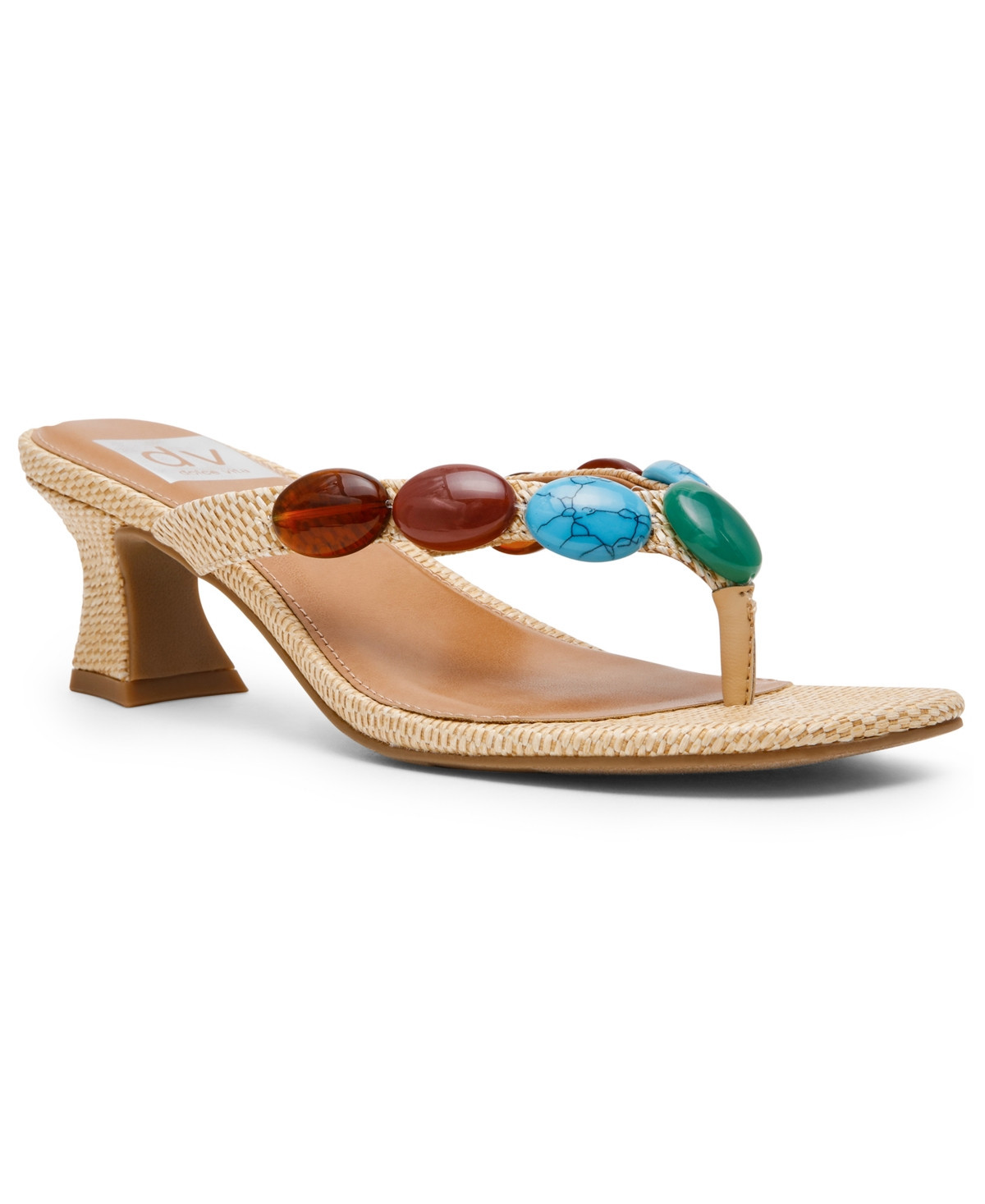 Dv Dolce Vita Women's Bowi Beaded Kitten Heel Sandals - Raffia | Macy's