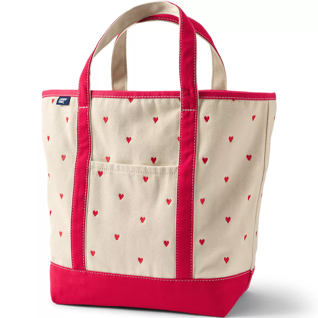 Large Embroidered 5 Pocket Open Top Canvas Tote Bag | Lands' End (US)