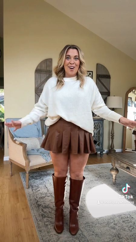 Aerie faux leather pleated skirt. I’m wearing a size large. Comes in both brown and black. Perfect skort for the fall!!

#LTKfindsunder100 #LTKmidsize #LTKSeasonal