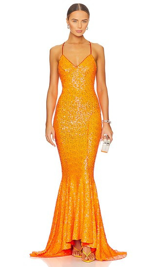 Mermaid Fishtail Gown in Neon Orange | Revolve Clothing (Global)
