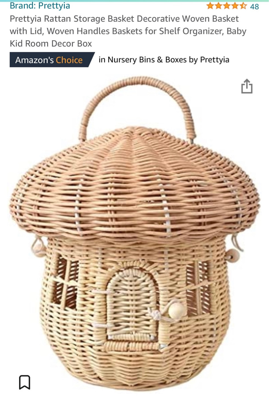 Adorable acorn basket for neutral nursery, kids toys, girls room, wicker, rattan toys. Boho room. 

#LTKkids #LTKbaby #LTKhome