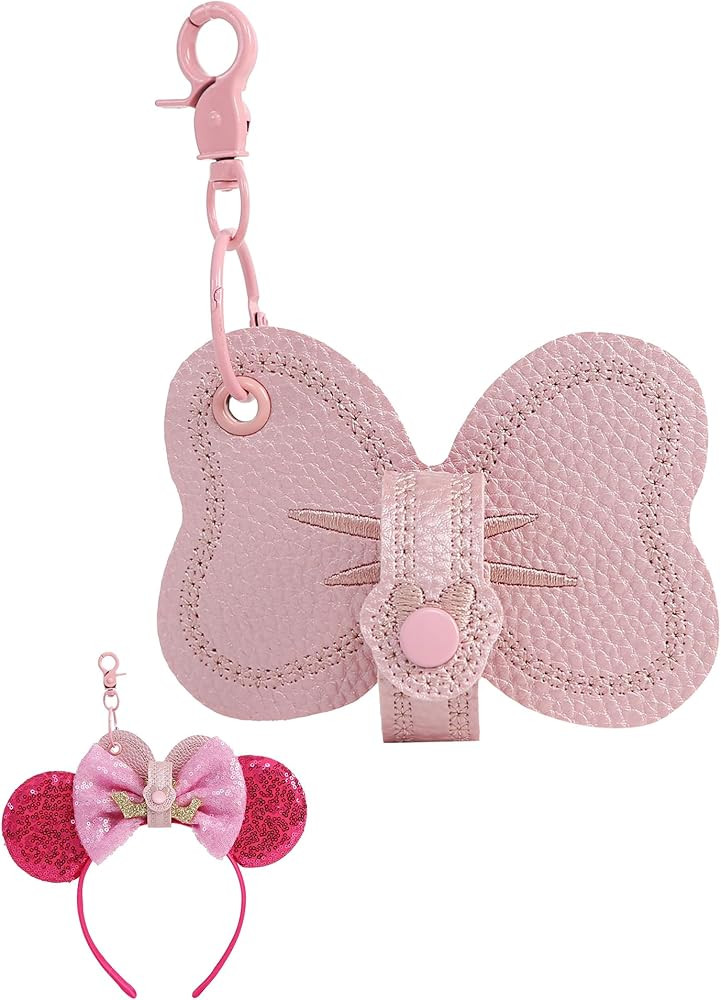 Mouse Ear Holder for Backpack Pink Leather Strap Keychain Headband Holder Trip Accessories Displa... | Amazon (US)