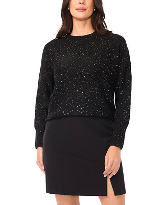 Women's Crewneck Sequin Long-Sleeve Sweater | Macy's