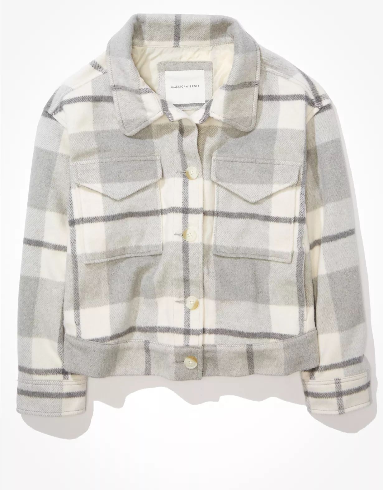 AE Plaid Cropped Shacket | American Eagle Outfitters (US & CA)