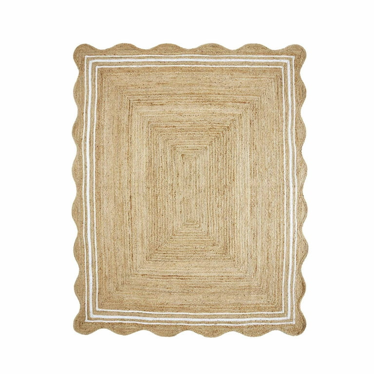 My Texas House Natural/White Scallop Jute with Border Area Rug, 8' x 10' | Walmart (US)