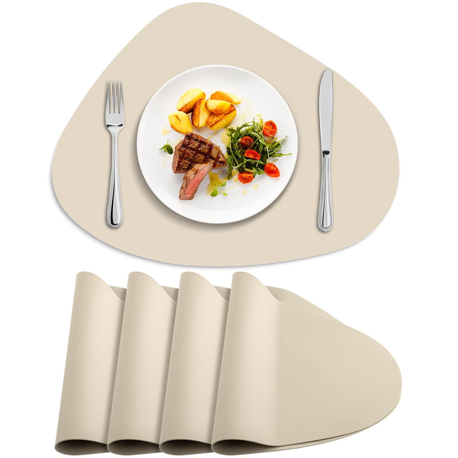 Placemats Set of 4, Heat Resistant Leather Placemats Double Layer, Soft Waterproof Round Table Ma... | Amazon (US)