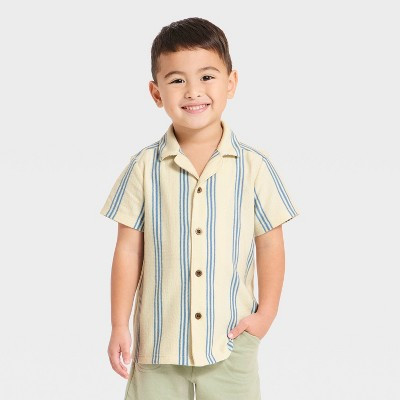 Toddler Boys' Short Sleeve Button-Down Shirt - Cat & Jack™ Cream 2T | Target