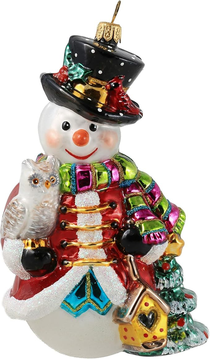 Miss Christmas 2024 Collection Fancy Snowman Blown Glass Christmas Tree Ornament (Snowman in Holi... | Amazon (US)