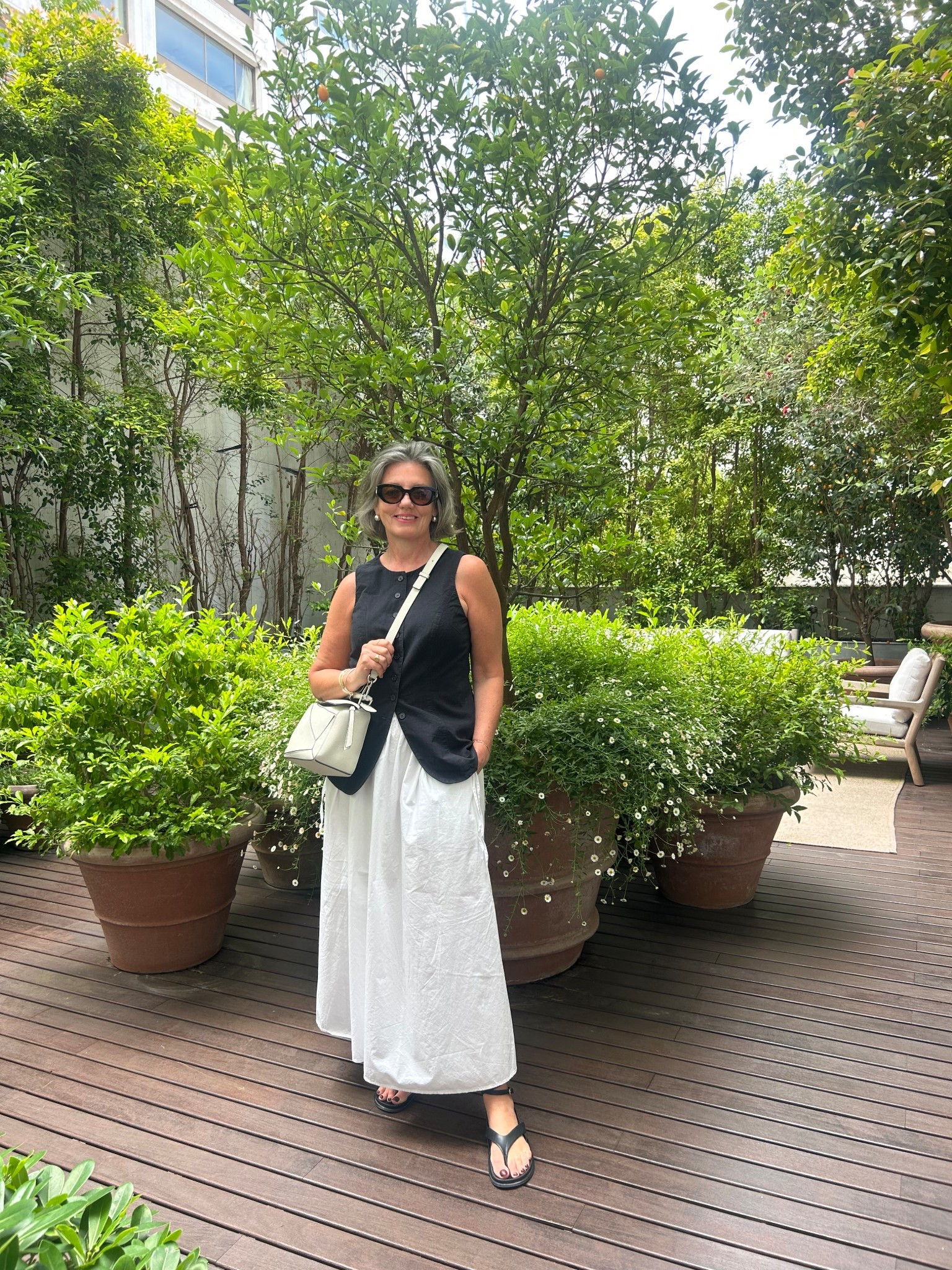 Summer outfit in the garden at Loewe 🌞



White maxi skirt 
Black waistcoat 
Summer sandals 

#LTKstyletip #LTKsummer #LTKbag