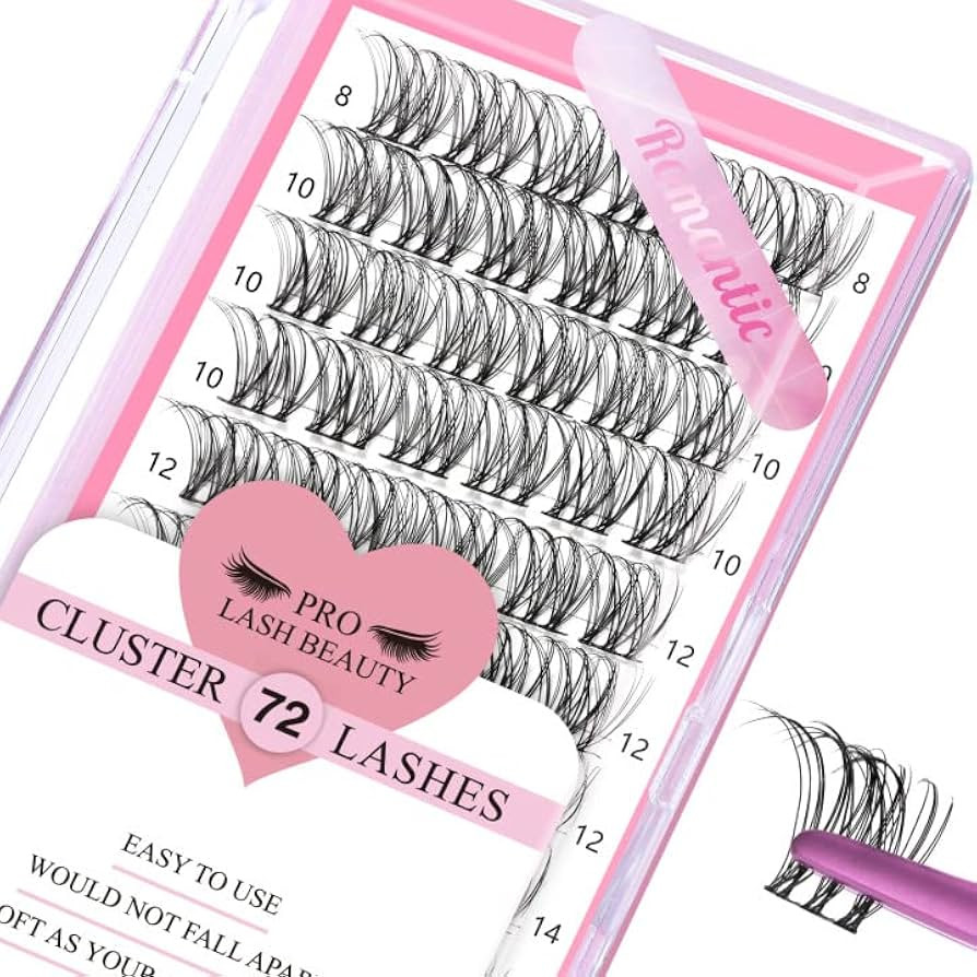 Cluster Lashes, 72 Pcs Individual Lashes, Lash Clusters DIY Eyelash Extension, Super Thin Band Re... | Amazon (US)