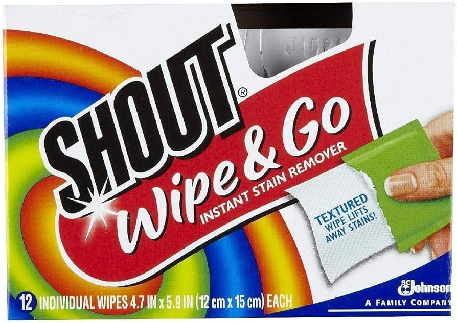 Shout Wipes, Wipe and Go Instant Stain Remover, Laundry Stain and Spot Remover for On-The-Go, 12 ... | Amazon (US)