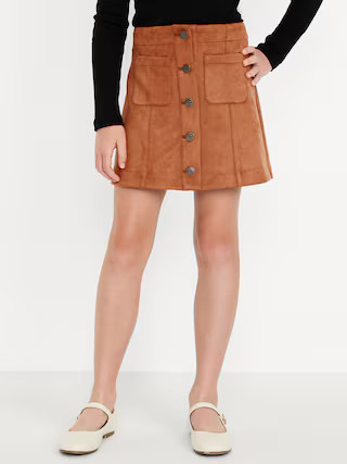 Faux-Suede Button-Front Skirt for Girls | Old Navy (US)