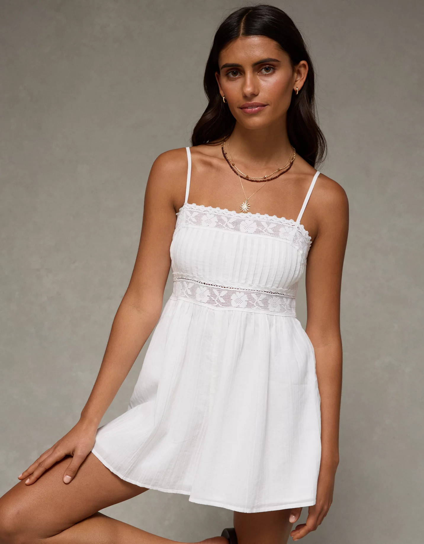 AE Lace Pintuck Romper 100% Cotton | American Eagle Outfitters (US & CA)
