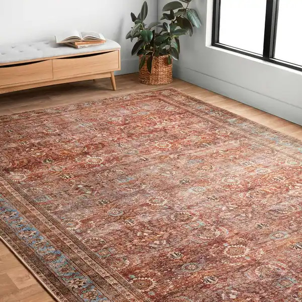 Alexander Home Victoria Bohemian Printed Vintage Area Rug - 8'-6" x 11'-6" - brick / blue | Bed Bath & Beyond