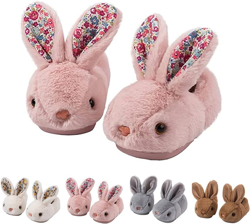 Toddler Slippers Boy and Girl Bunny Slippers Plush Cute Non-Slip Warm Winter Shoes, Suitable for ind | Amazon (US)