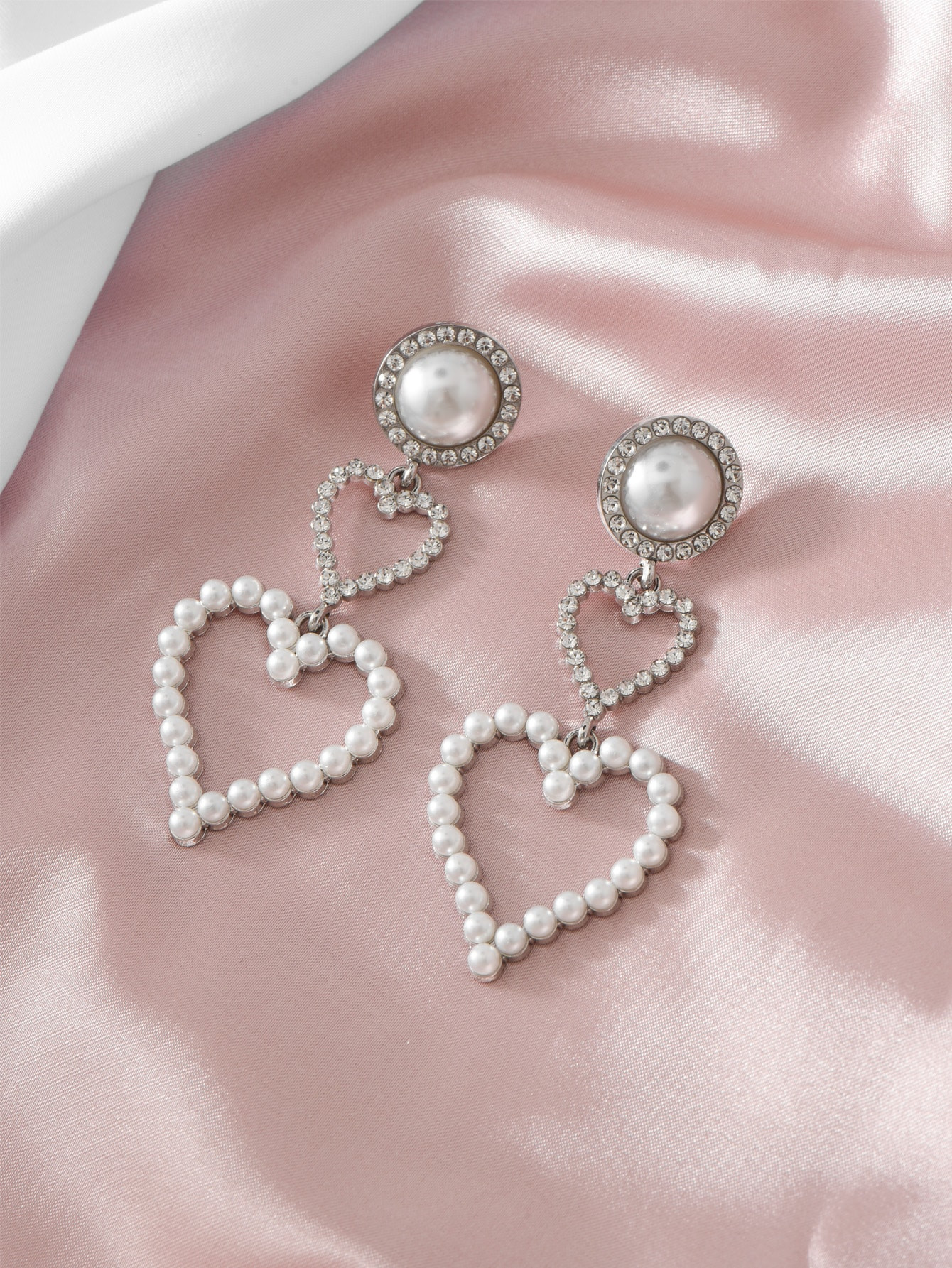 Faux Pearl Heart Drop Earrings | SHEIN