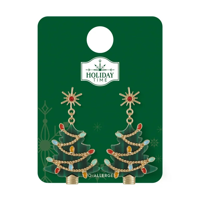 Holiday Time Christmas Tree Earrings, 1 Pair | Walmart (US)