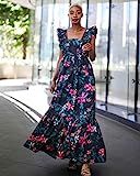 The Drop Women's Black Floral Print Ruffle Shoulder Maxi Dress by @signedblake, 3X, Plus Size | Amazon (US)
